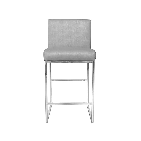 Kingston - Faux Shagreen Gray Counter Stool With Nickel Base