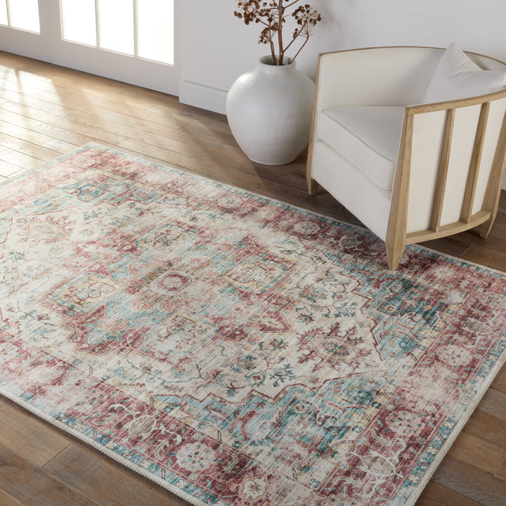 Vibe by Jaipur Living Vandran Medallion Dark Red/ Teal Area Rug (7'6"X9'6")