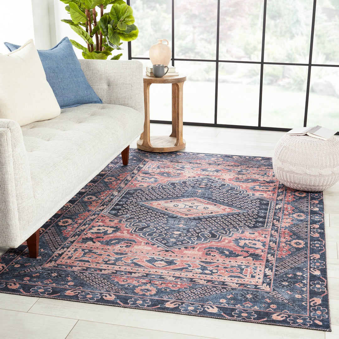 Nikki Chu by Jaipur Living Issa Medallion Dark Blue/ Pink Area Rug (6'X9')