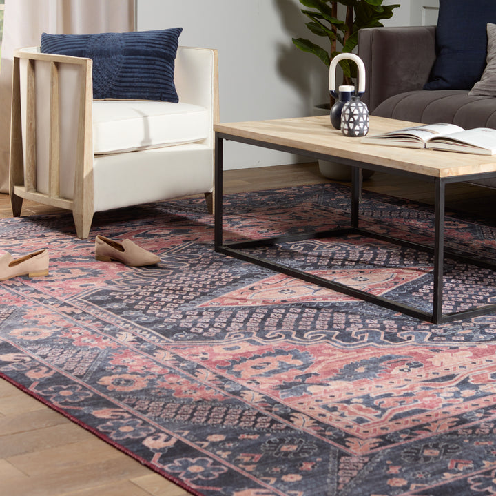 Nikki Chu by Jaipur Living Issa Medallion Dark Blue/ Pink Area Rug (6'X9')