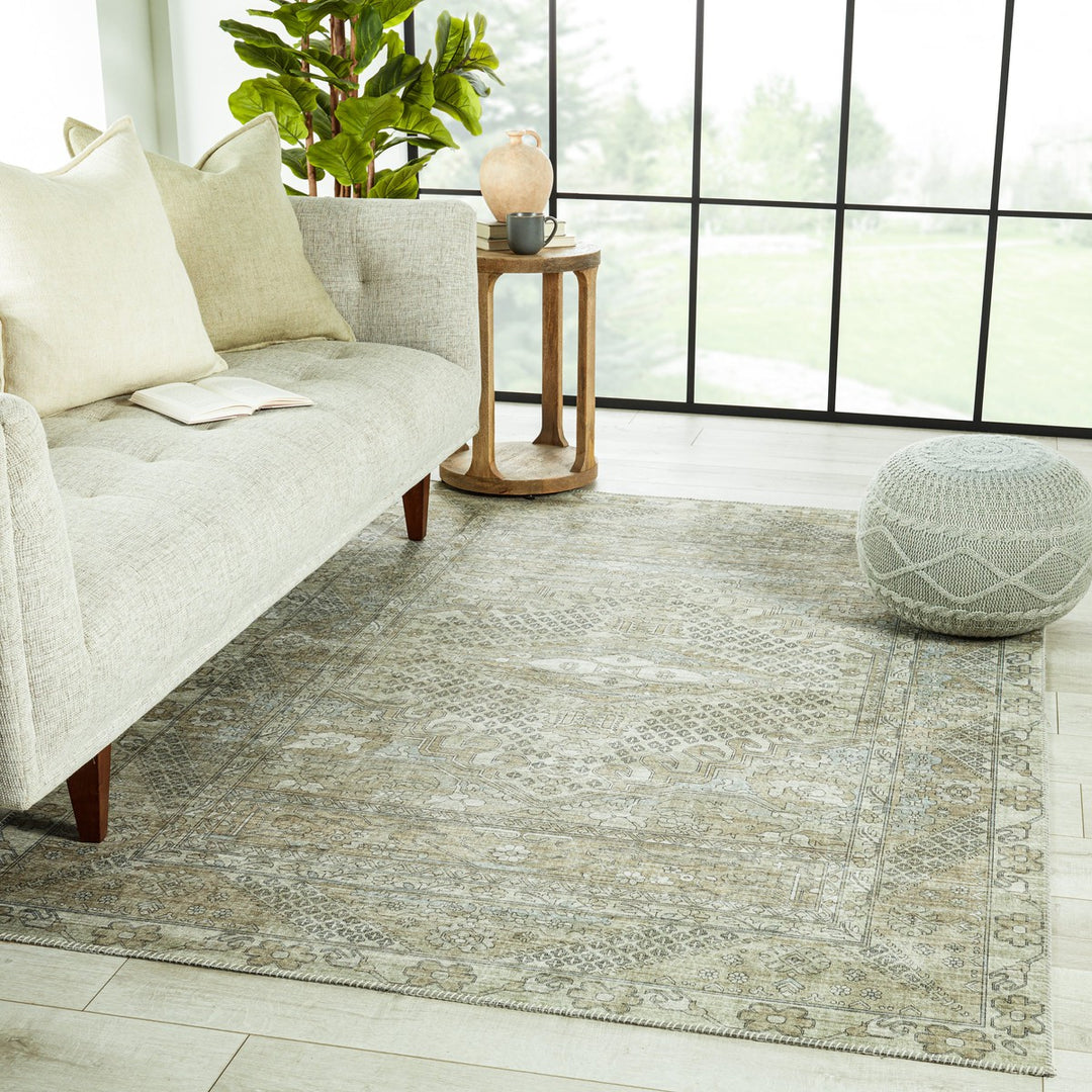 Nikki Chu by Jaipur Living Issa Medallion Light Taupe/ Gray Runner Rug (2'6"X8')