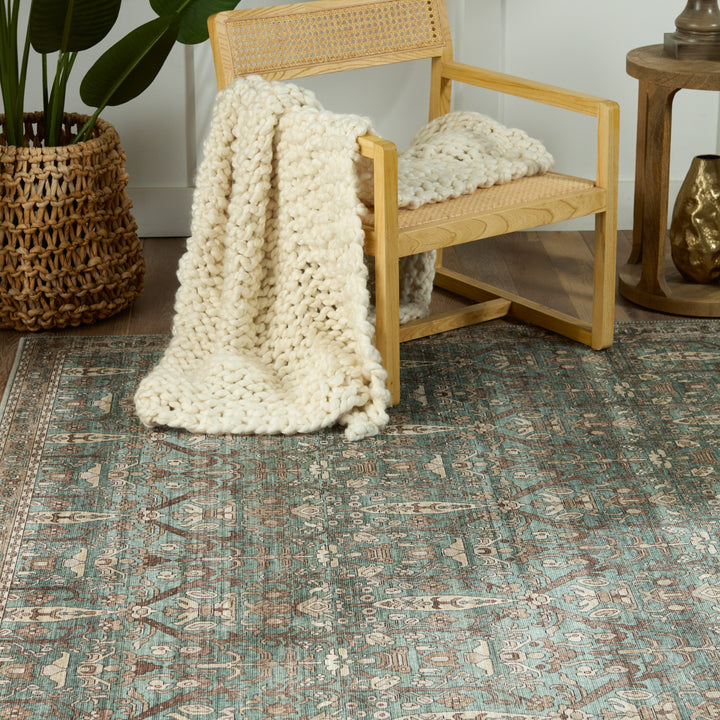 Nikki Chu by Jaipur Living Razi Trellis Green/ Tan Runner Rug (2'6"X8')