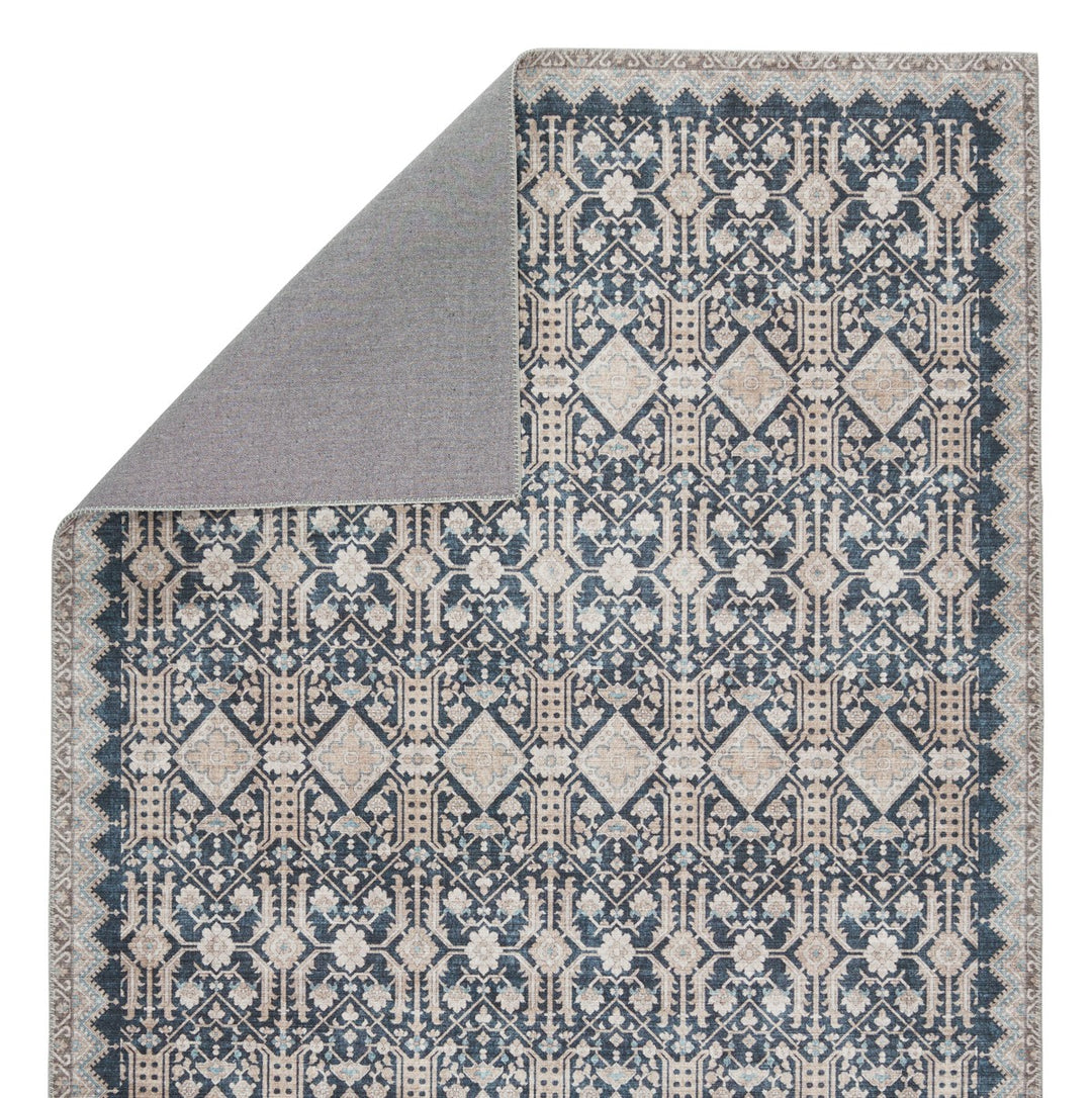 Nikki Chu by Jaipur Living Dalia Trellis Dark Blue/ Tan Runner Rug (2'6"X8')