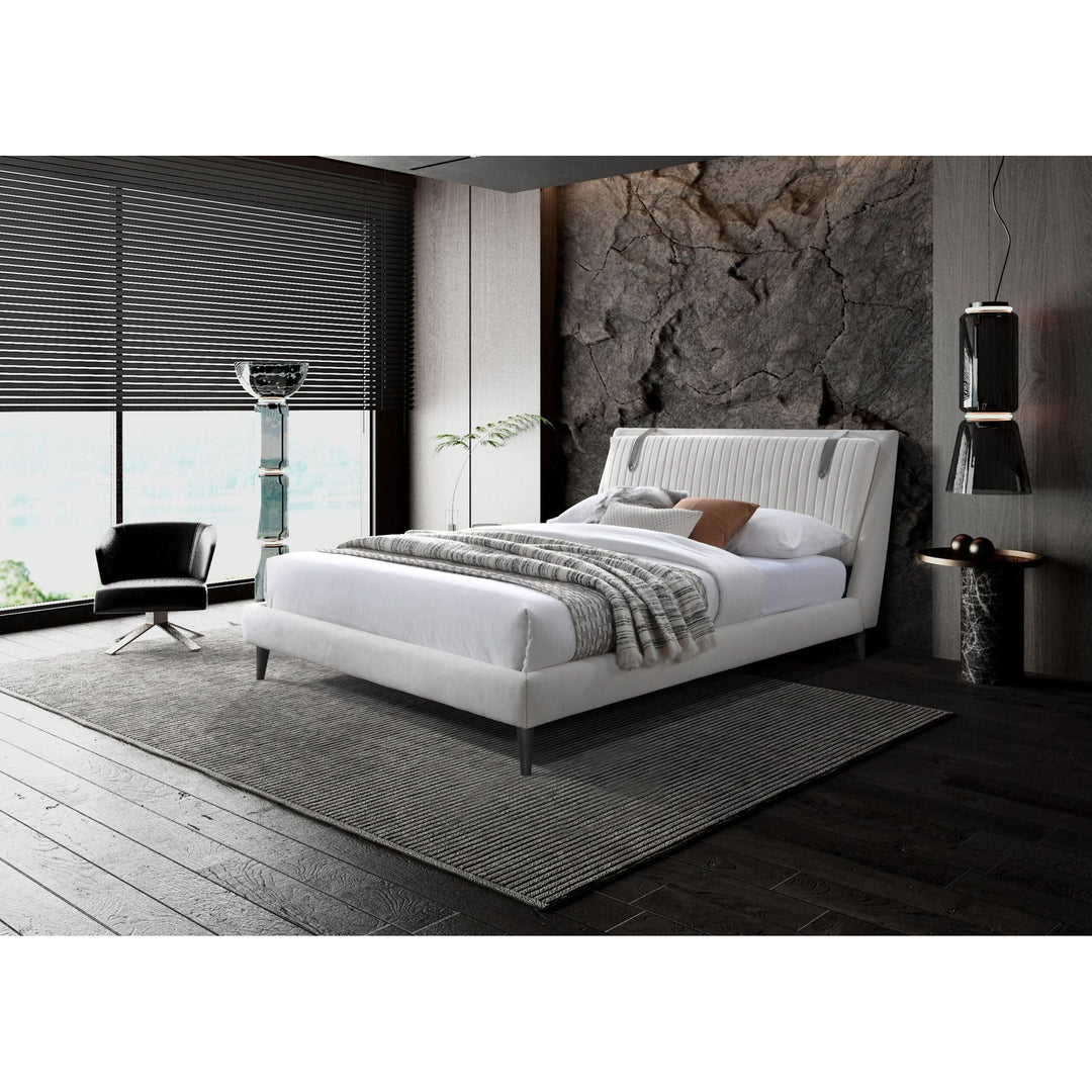 Camila Fabric & Vegan Leather Panel Headboard Bed