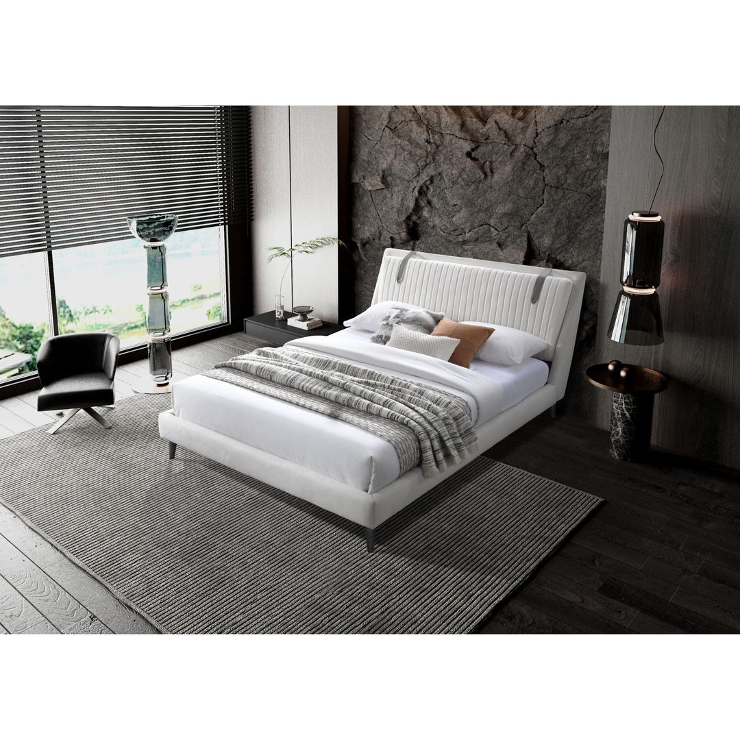 Camila Fabric & Vegan Leather Panel Headboard Bed