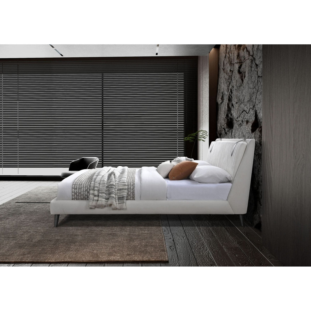 Camila Fabric & Vegan Leather Panel Headboard Bed