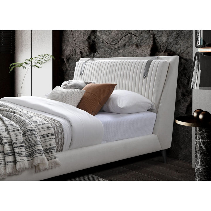 Camila Fabric & Vegan Leather Panel Headboard Bed