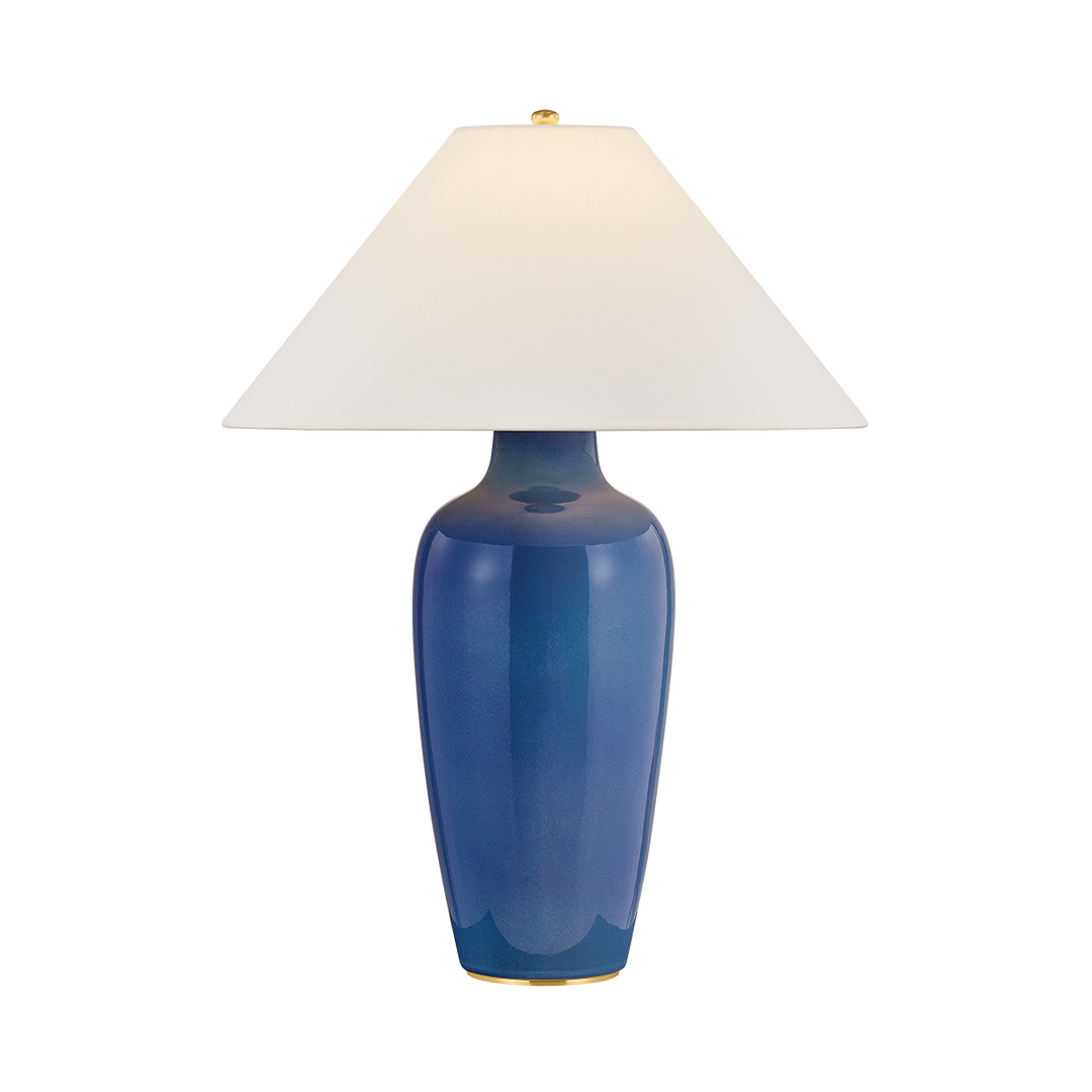 Rhinelander Table Lamp - Aged Brass / Ceramic Brushed Indigo