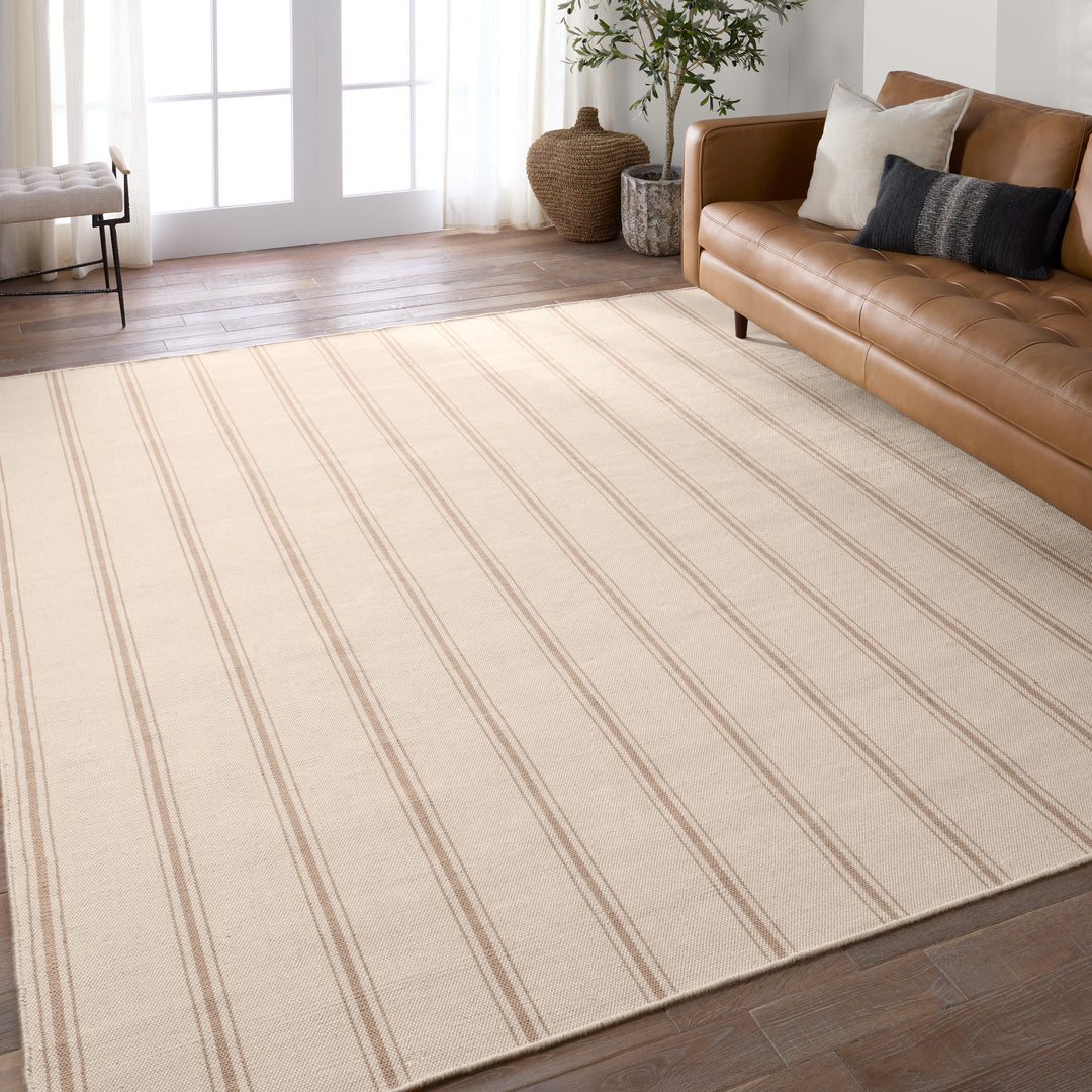 Barclay Butera by Jaipur Living Memento Handmade Indoor/Outdoor Striped Cream/ Beige Area Rug (9'X12')