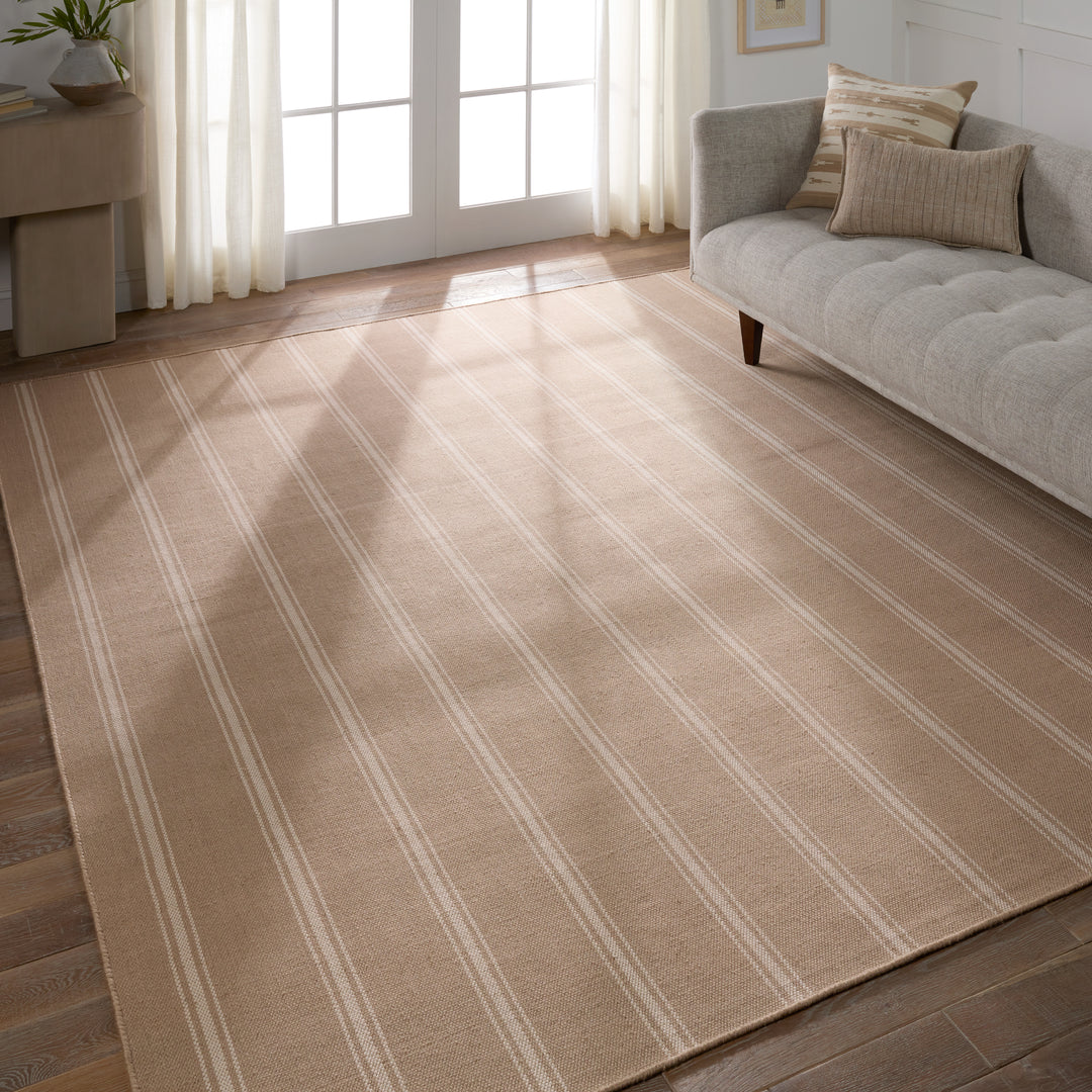 Barclay Butera by Jaipur Living Memento Handmade Indoor/Outdoor Striped Beige/ Ivory Area Rug (4'X6')