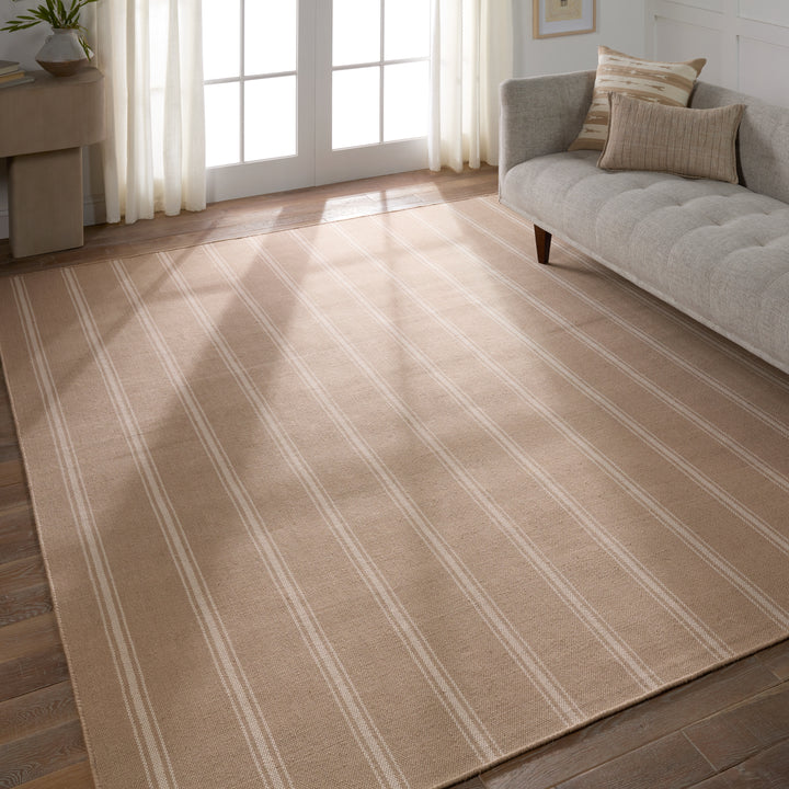 Barclay Butera by Jaipur Living Memento Handmade Indoor/Outdoor Striped Beige/ Ivory Area Rug (6'X9')