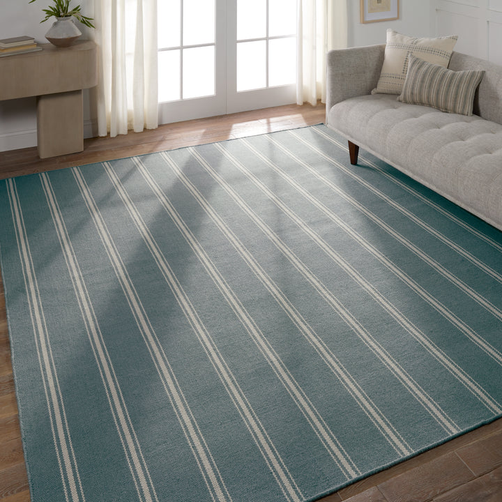 Barclay Butera by Jaipur Living Memento Handmade Indoor/Outdoor Striped Slate/ Ivory Area Rug (8'X10')