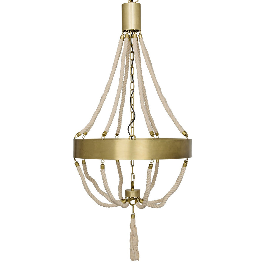 Alec Chandelier - Antique Brass and Rope-Noir-NOIR-LAMP384MB-Chandeliers-1-France and Son