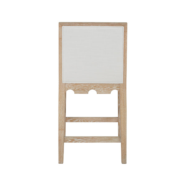 Bar & Counter Stools Square Back Counter Stool With Decorative Apron In Cerused Oak With Performance White Linen Upholstery