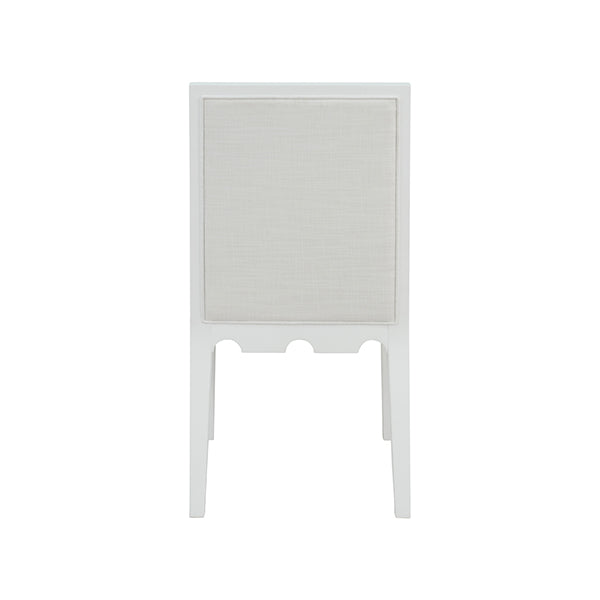 Dining Chairs Square Back Dining Chair With Decorative Apron In Matte White Lacquer With Performance White Linen Upholstery