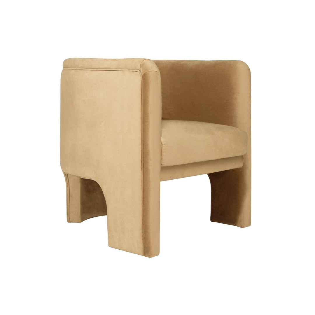 Lansky - Three Leg Fully Upholstered Barrel Chair In Camel Velvet