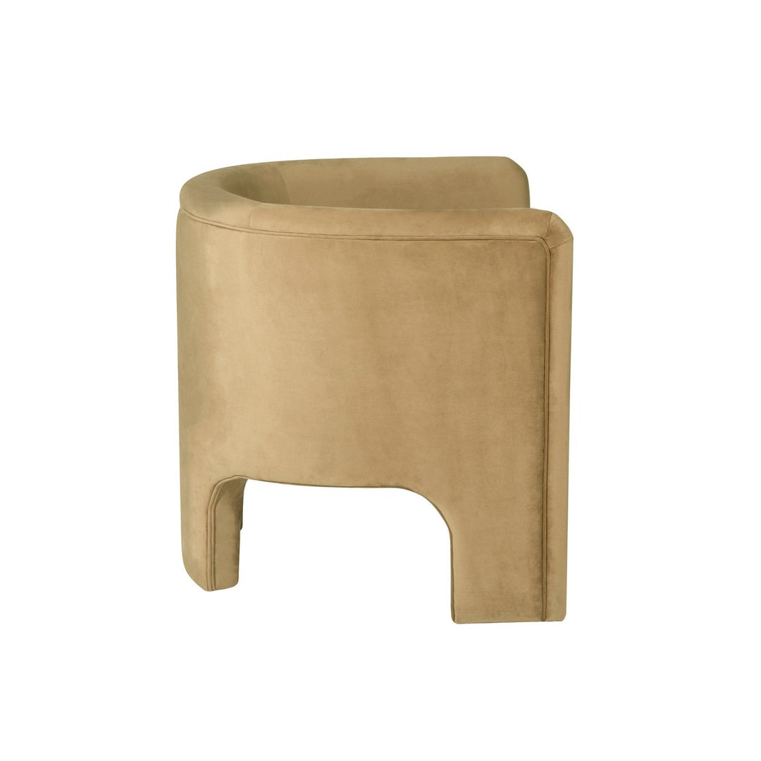 Lansky - Three Leg Fully Upholstered Barrel Chair In Camel Velvet