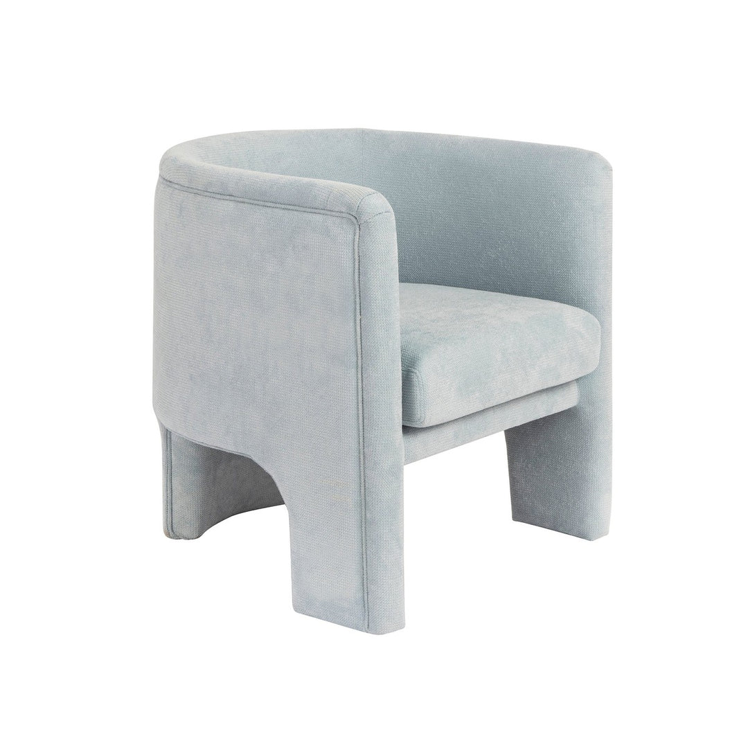 Lansky - Three Leg Fully Upholstered Barrel Chair In Performance Light Blue Chenille