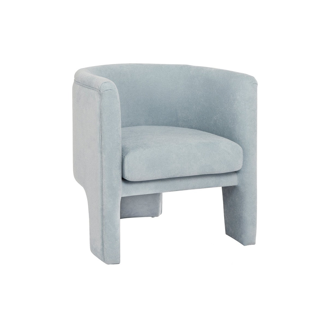 Lansky - Three Leg Fully Upholstered Barrel Chair In Performance Light Blue Chenille