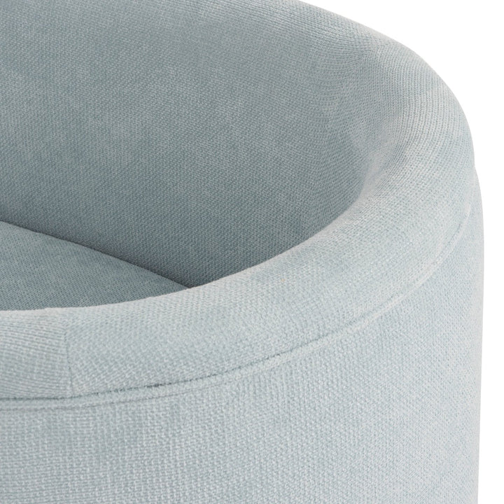 Lansky - Three Leg Fully Upholstered Barrel Chair In Performance Light Blue Chenille