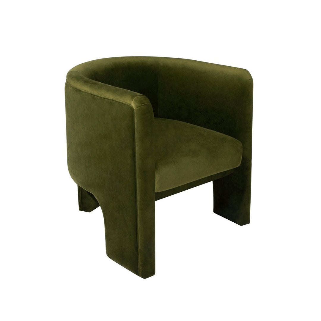 Lansky - Three Leg Fully Upholstered Barrel Chair In Olive Velvet