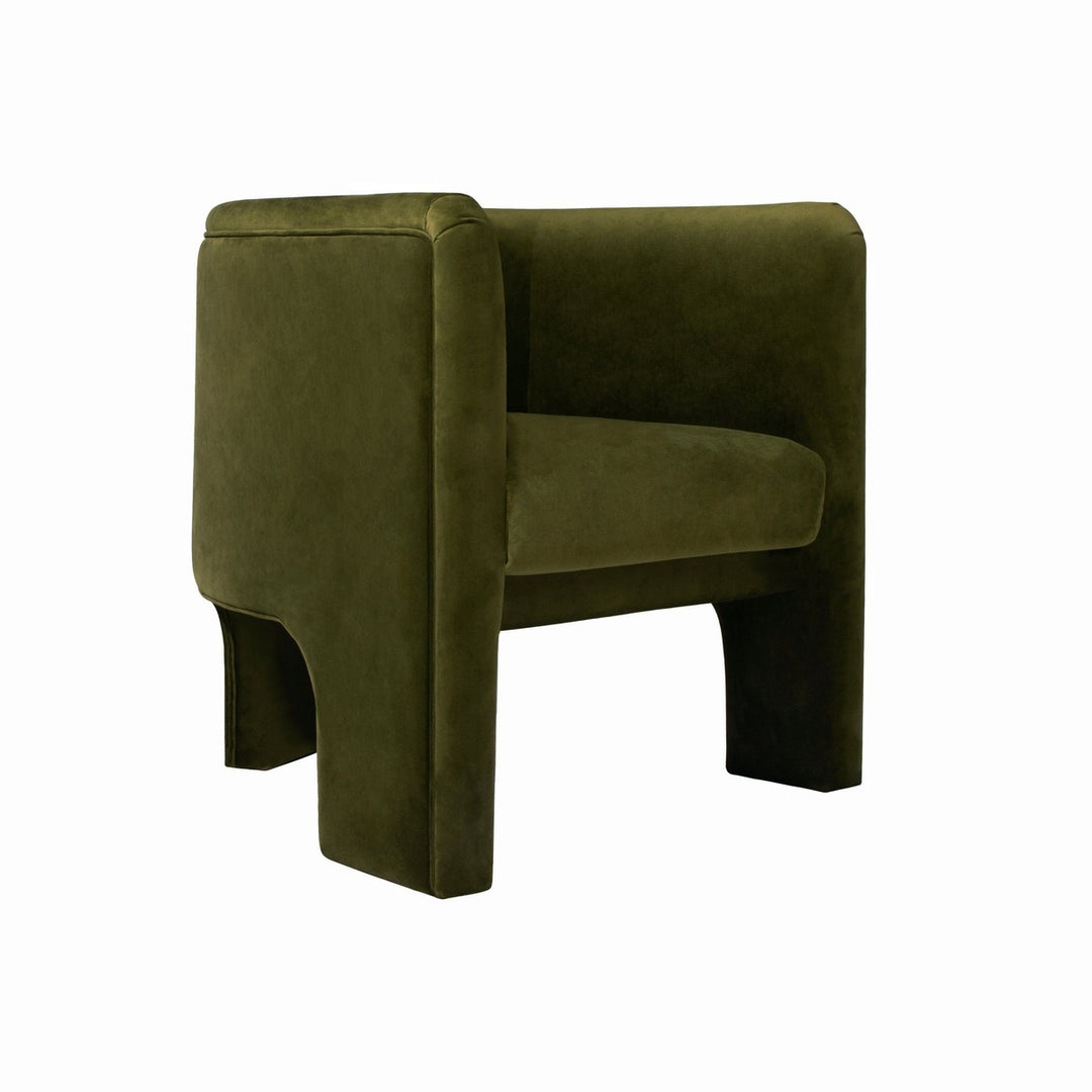 Lansky - Three Leg Fully Upholstered Barrel Chair In Olive Velvet