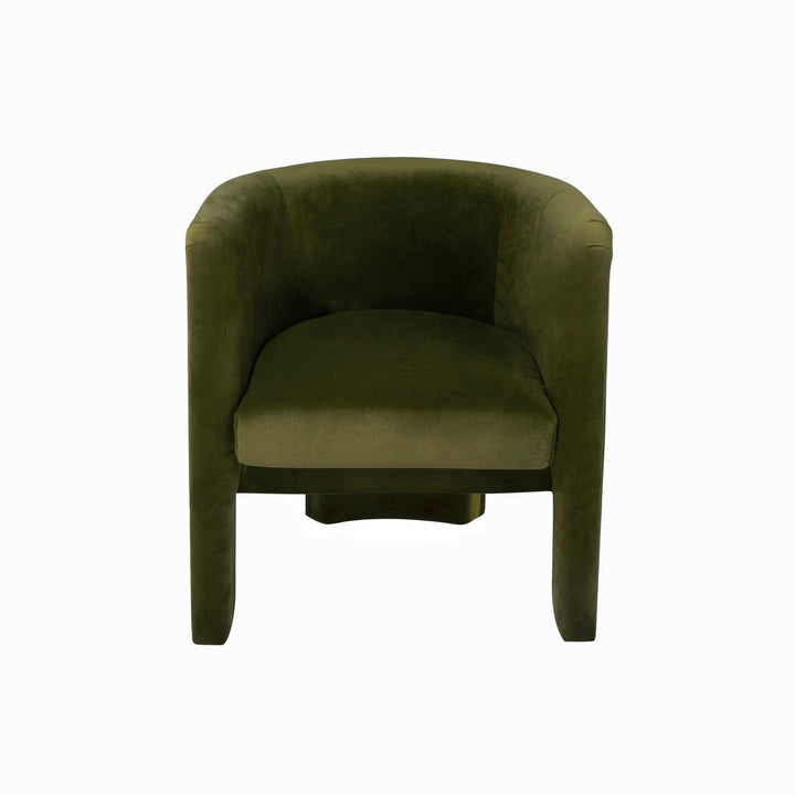 Lansky - Three Leg Fully Upholstered Barrel Chair In Olive Velvet