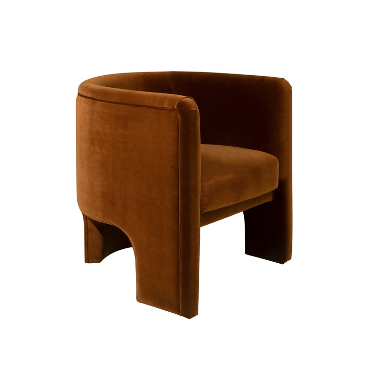 Lansky - Three Leg Fully Upholstered Barrel Chair In Rust Velvet