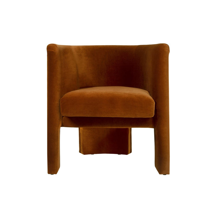 Lansky - Three Leg Fully Upholstered Barrel Chair In Rust Velvet