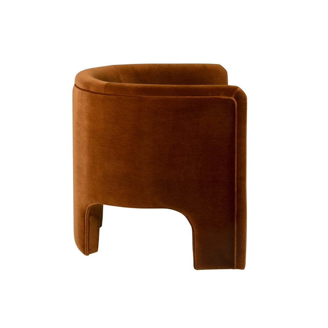 Lansky - Three Leg Fully Upholstered Barrel Chair In Rust Velvet