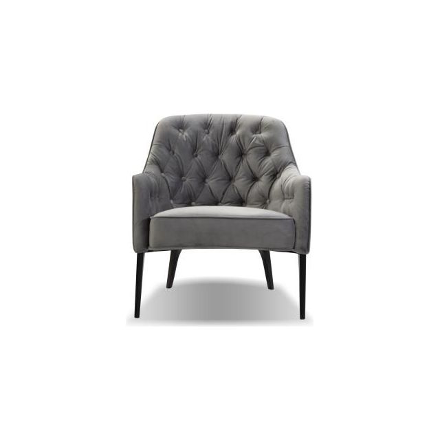 Ellington Lounge Chair Graphite Velvet Solid Wood Black Legs