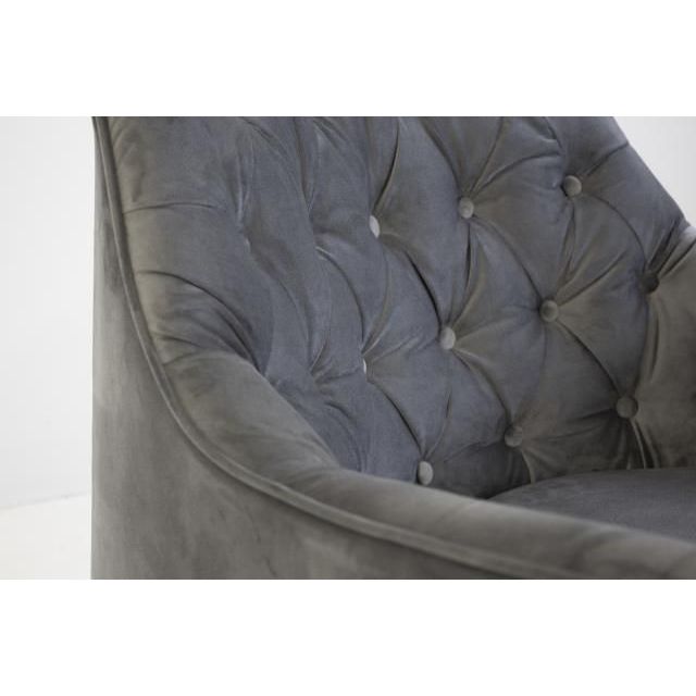 Ellington Lounge Chair Graphite Velvet Solid Wood Black Legs