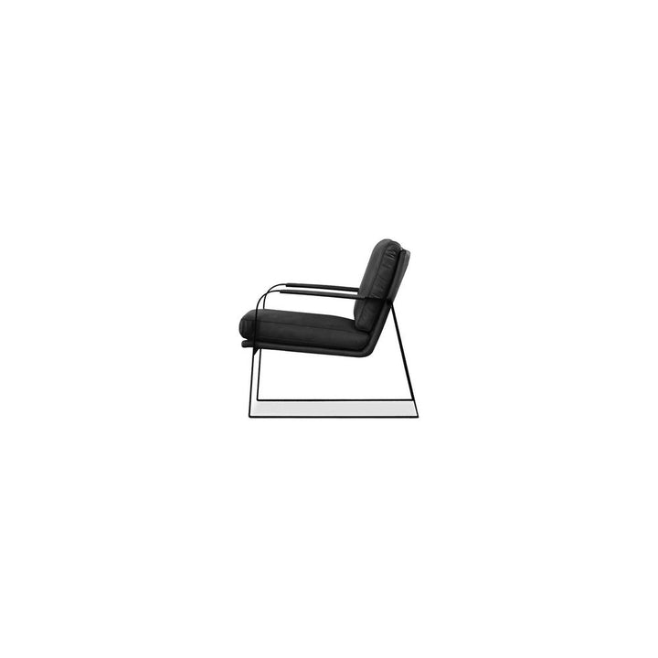 Lounge Chairs Jameson Lounge Chair Obsidian Black Leather Black Powder Coated Legs