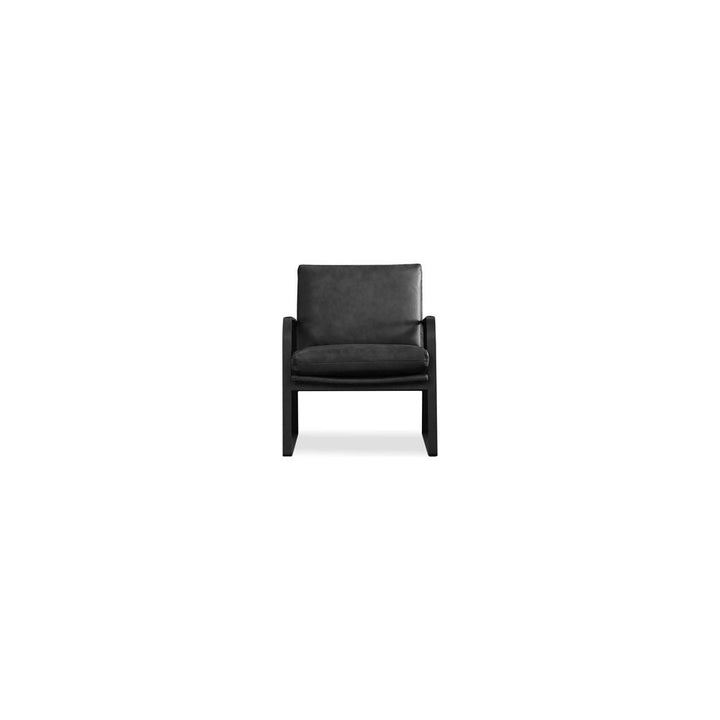 Lounge Chairs Jameson Lounge Chair Obsidian Black Leather Black Powder Coated Legs