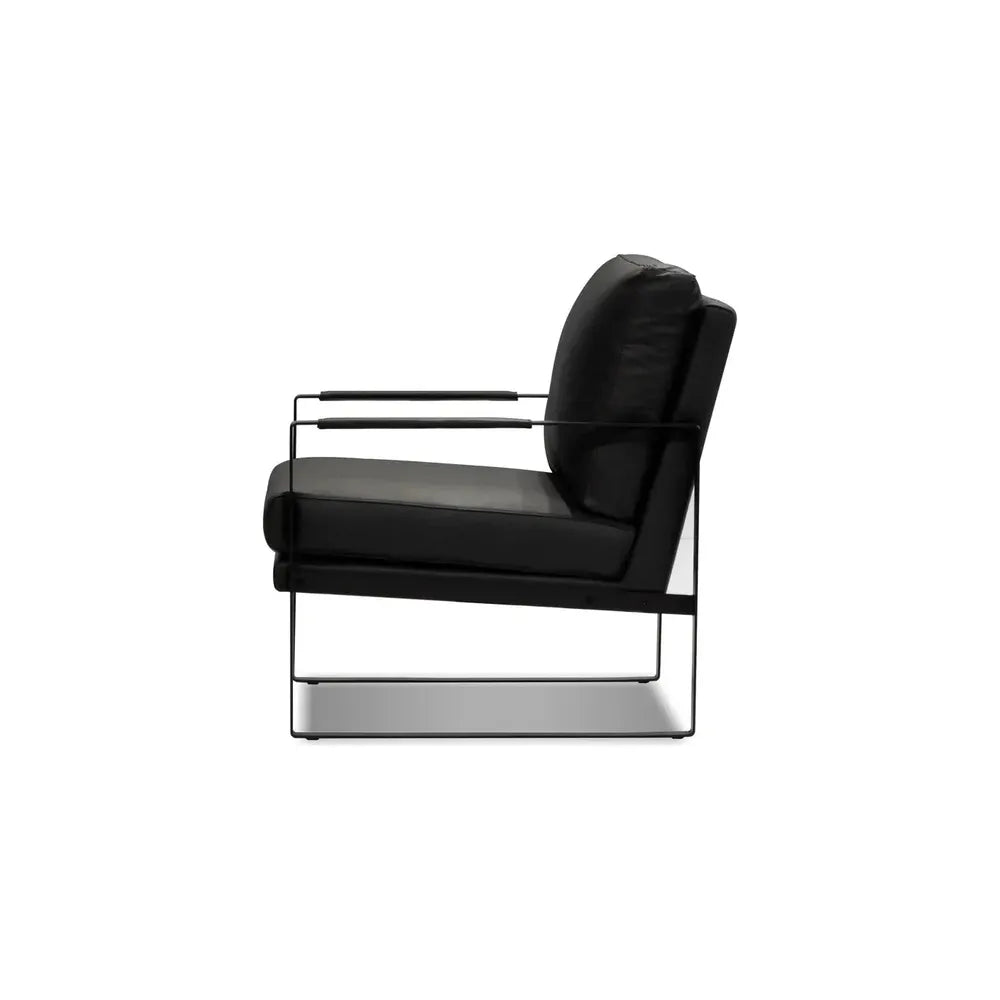 Lounge Chairs Mitchell Lounge Chair Black Leather Black Powder Coated Legs