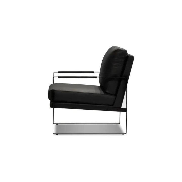 Lounge Chairs Mitchell Lounge Chair Black Leather Black Powder Coated Legs