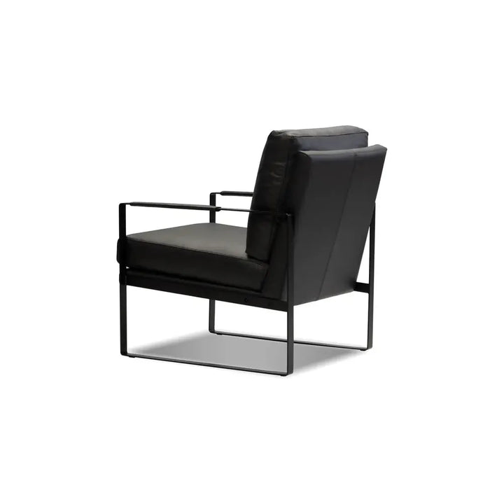 Lounge Chairs Mitchell Lounge Chair Black Leather Black Powder Coated Legs