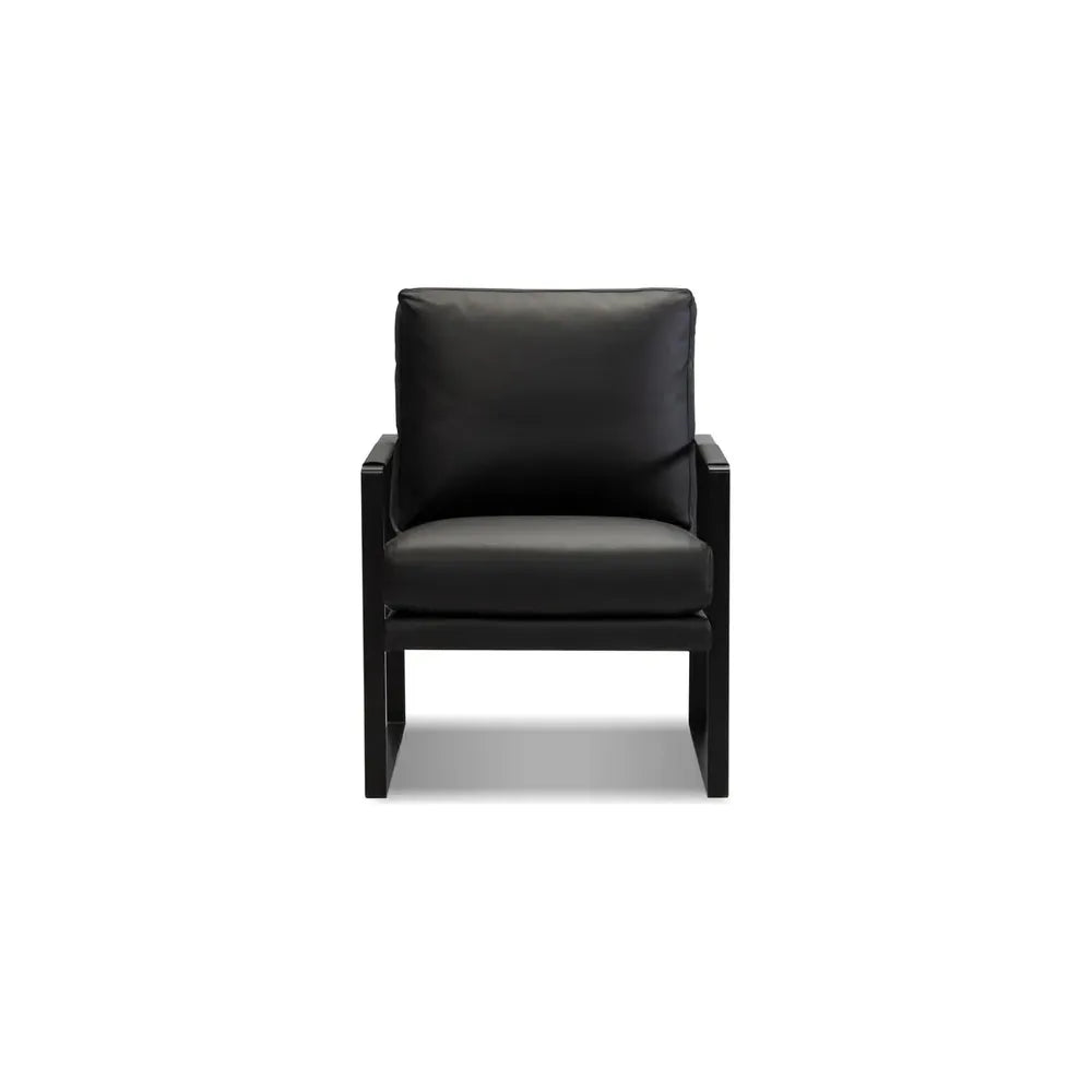 Lounge Chairs Mitchell Lounge Chair Black Leather Black Powder Coated Legs