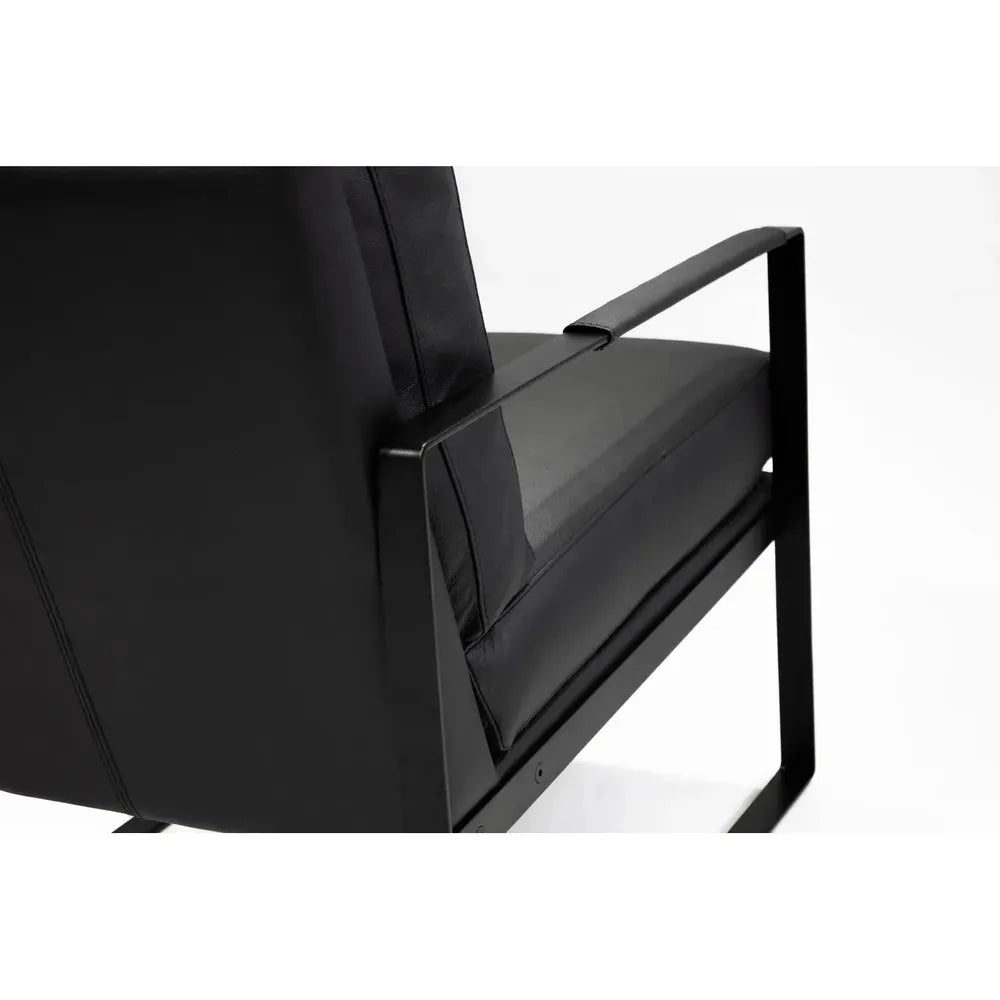 Mitchell Lounge Chair Black Leather Black Powder Coated Legs