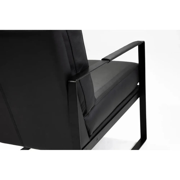 Mitchell Lounge Chair Black Leather Black Powder Coated Legs