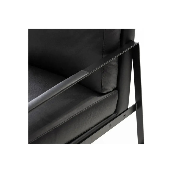 Mitchell Lounge Chair Black Leather Black Powder Coated Legs