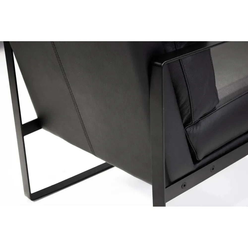 Mitchell Lounge Chair Black Leather Black Powder Coated Legs