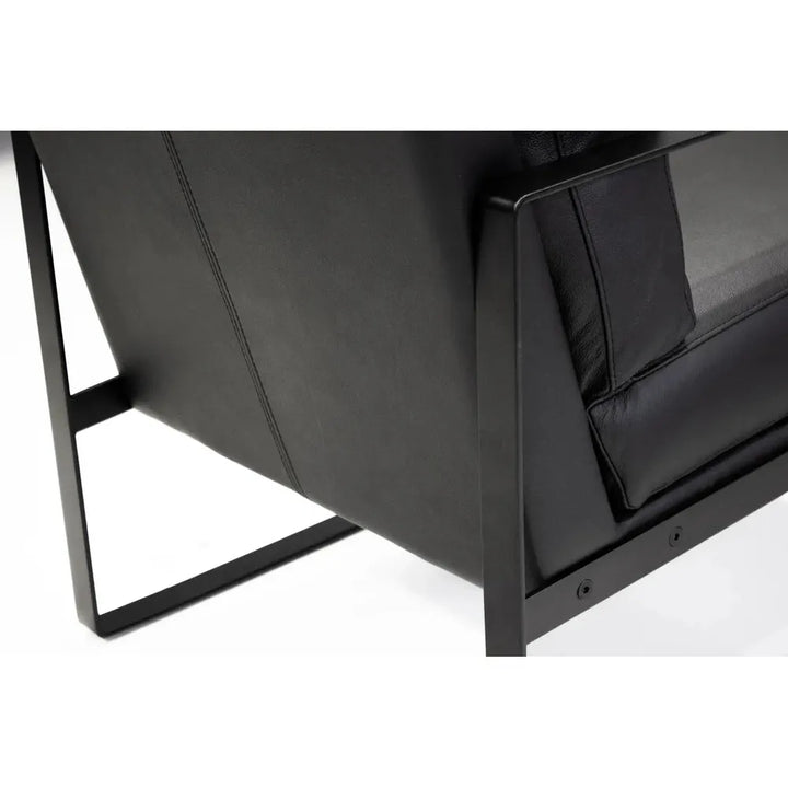 Mitchell Lounge Chair Black Leather Black Powder Coated Legs
