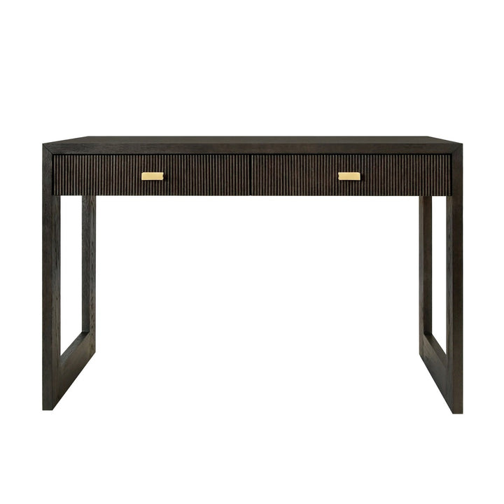 Larkin - Two Drawer Desk With Fluted Detail In Dark Espresso Oak