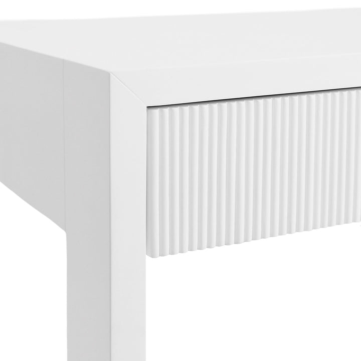 Larkin - Two Drawer Desk With Fluted Detail In Matte White Lacquer