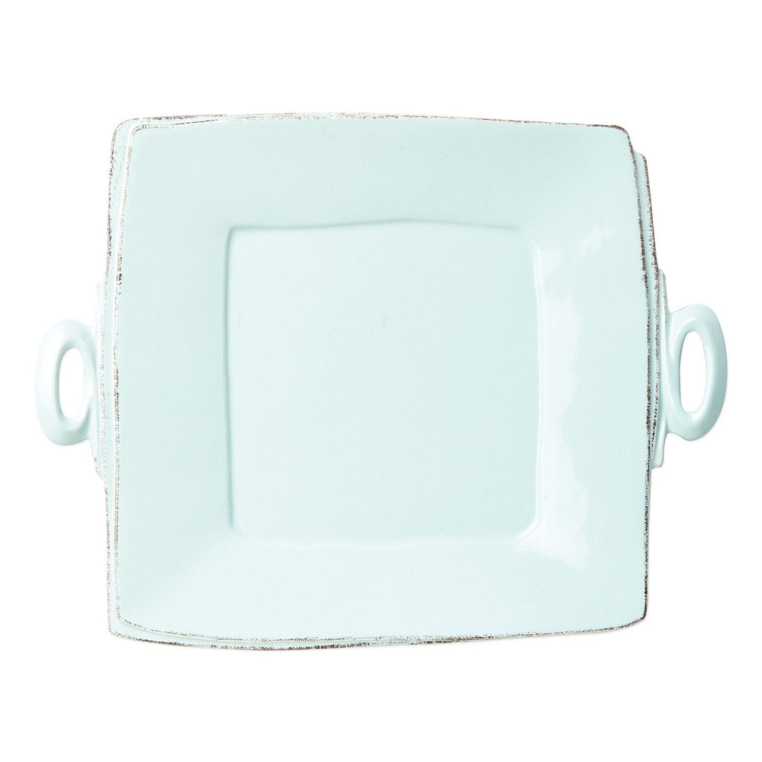 Lastra Handled Square Platter - Aqua