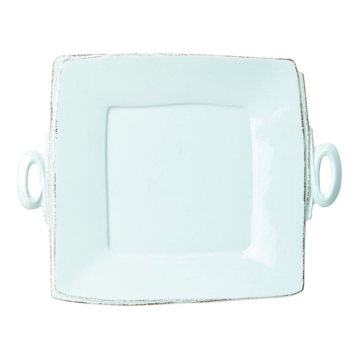 Lastra Handled Square Platter - Aqua