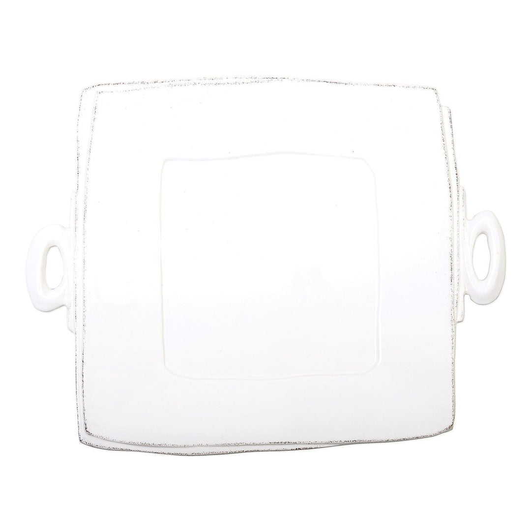 Lastra Handled Square Platter - White