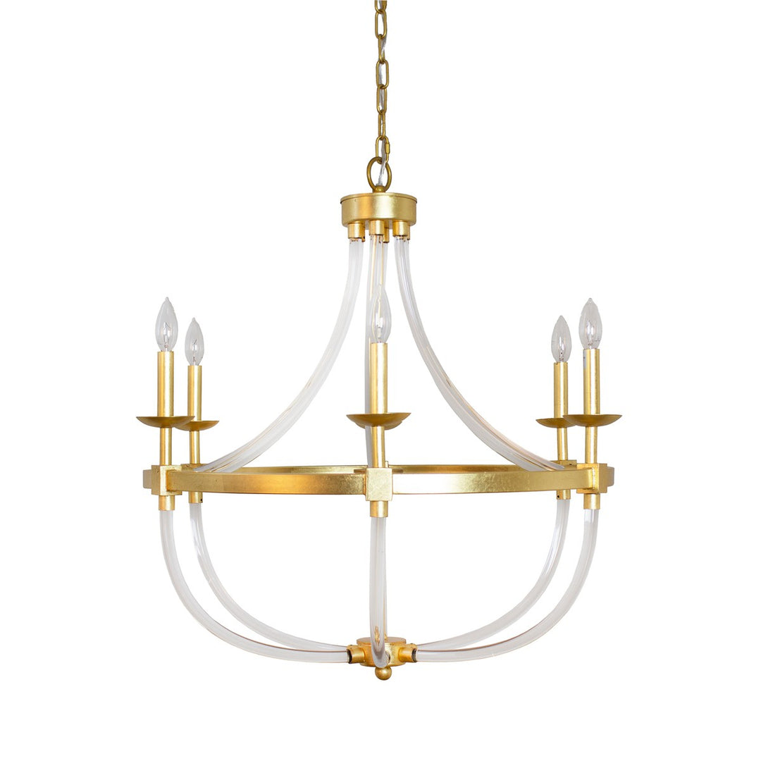 Layla - Six Light Chandelier With Acrylic Frame And Gold Leaf Details