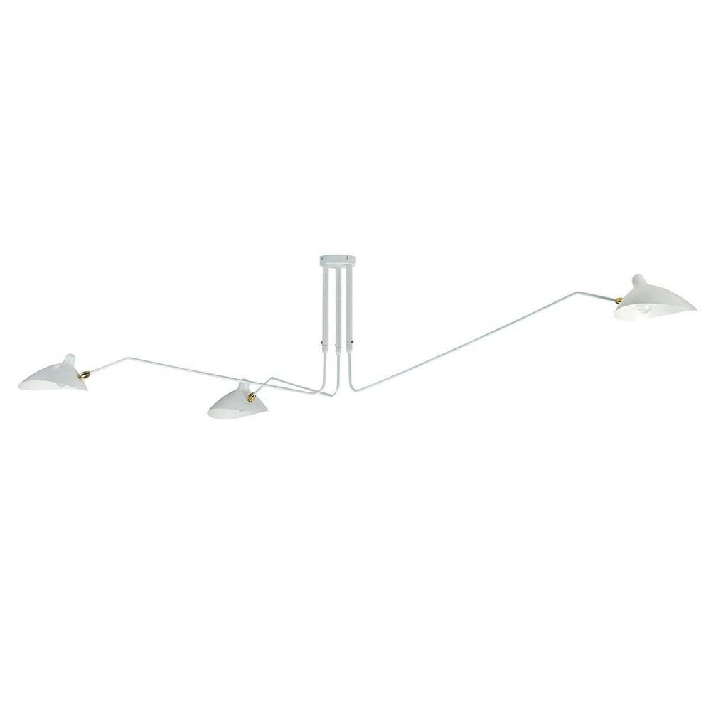 Three-Arm Mouille Ceiling Lamp - 220V-France & Son-LAC016WHT-ChandeliersWhite-4-France and Son
